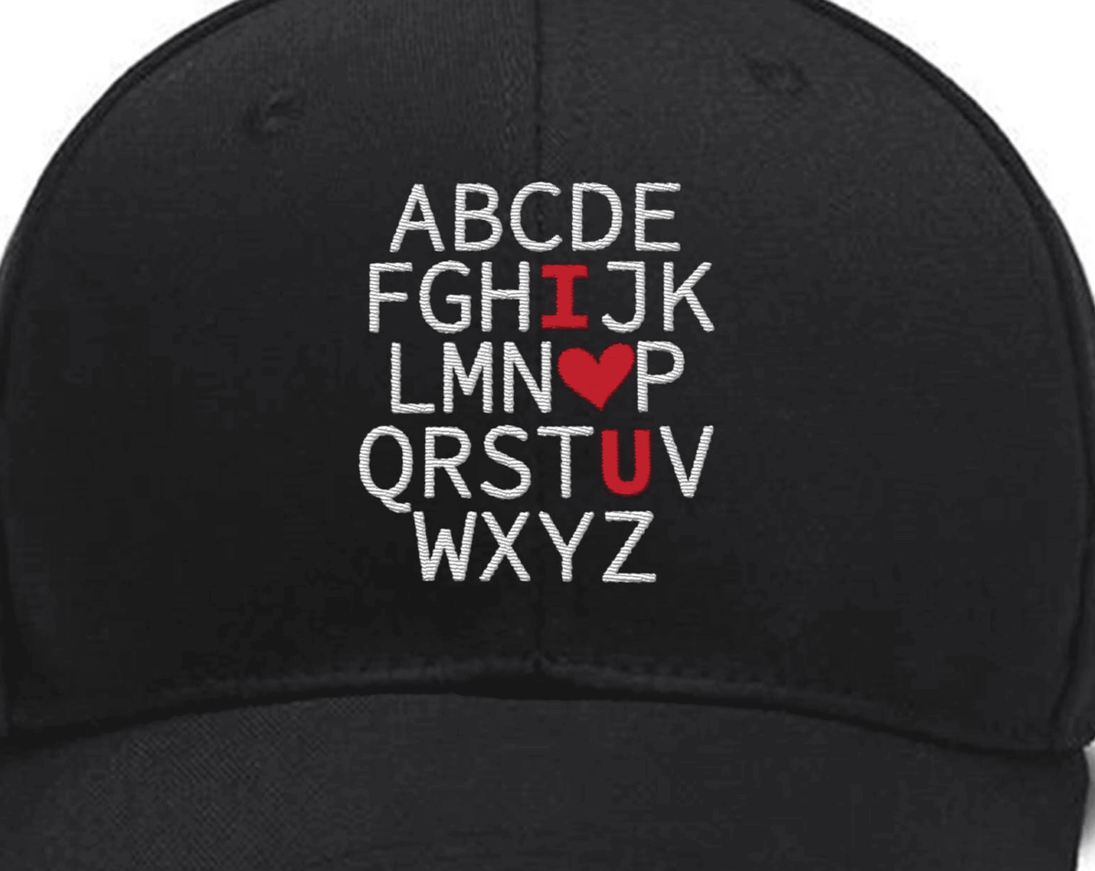 Embroidered Alphabet I Love You Hat Hat, Dramatic Sassy,Drama Queen, valentines Day Custom Embroidered Hats