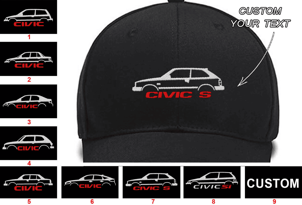 Civic ag Civic ef Civic Eg Civic sb Civic SS Civic Hatchback FL Civic s SL Civic Si Collection Embroidered Hats Custom embroidered Hat Custom Embroidered Hats