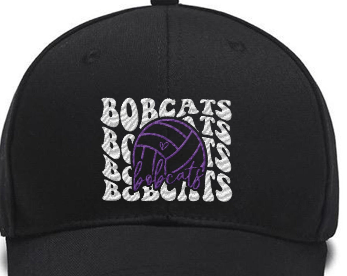 Embroidered Bobcats Basketball Hat,Stacked Bobcats,Bobcats Mascot Custom Embroidered Hats