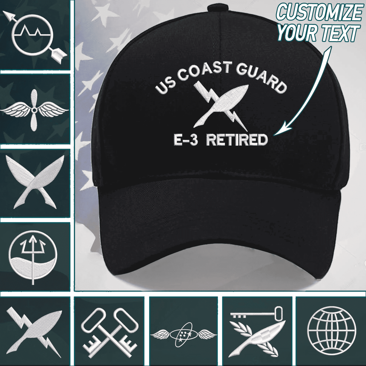 Personalized US Coast Guard Embroidered Hats Custom Custom Embroidered Hats Embroied Cap