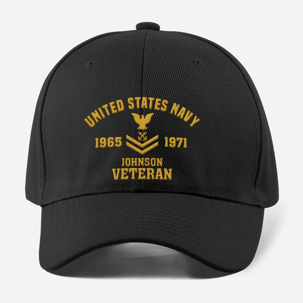 Customized U.S Navy Veteran Embroidered Classic Cap - Custom Name