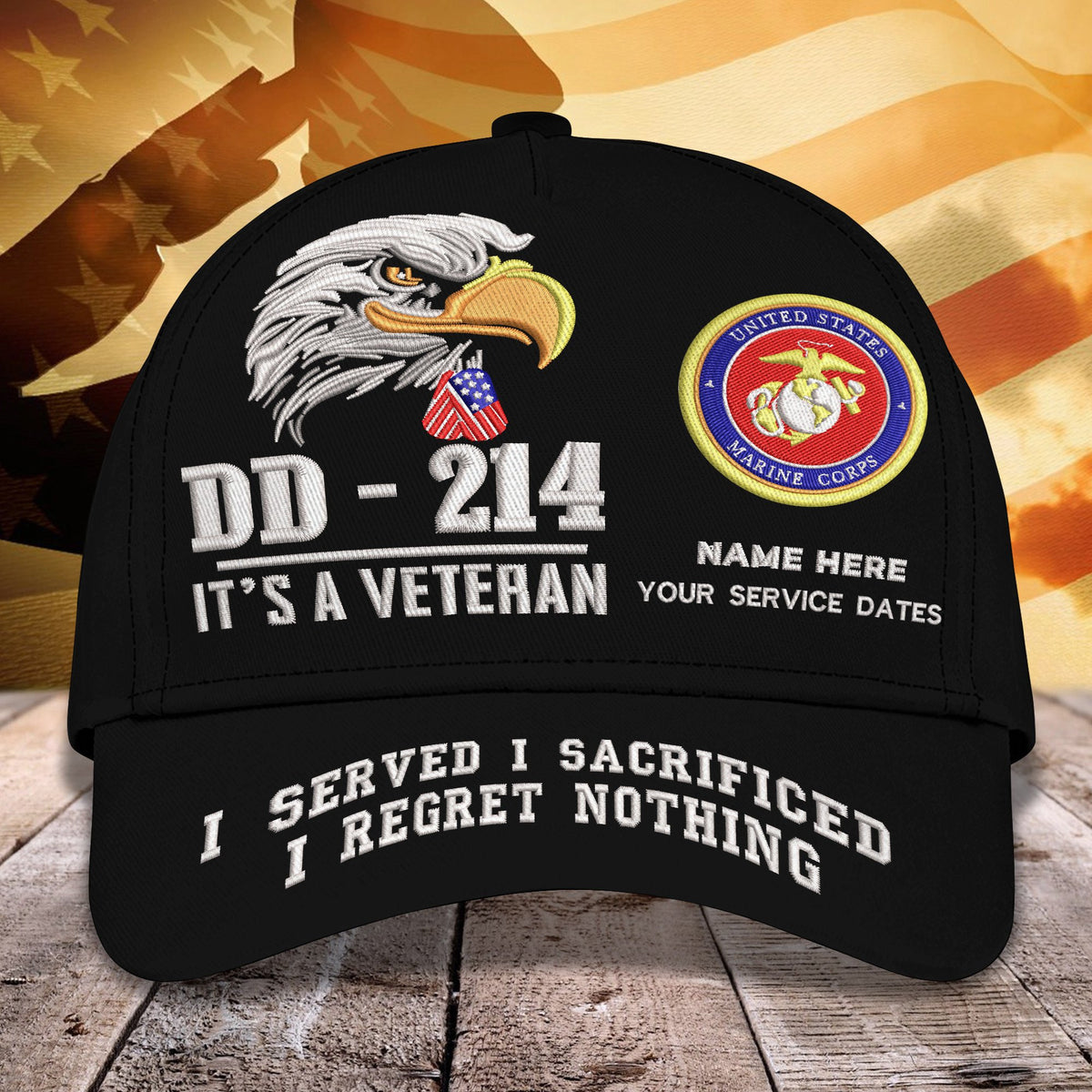 Custom Embroidery Cap - DD - 214 I SERVED - I SACRIFICED - I REGRET NOTHING