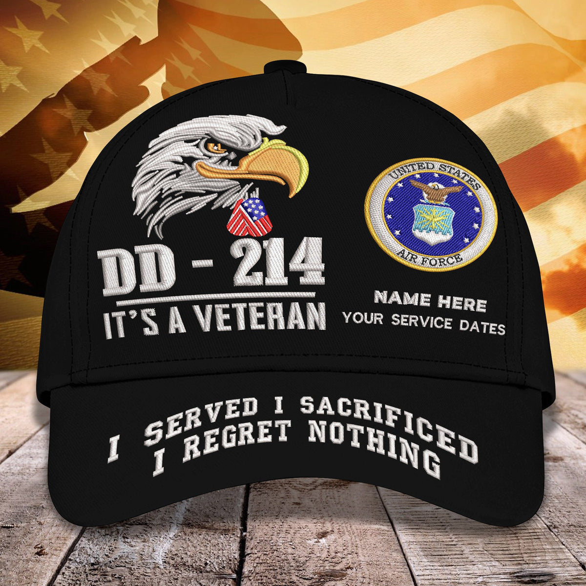 Custom Embroidery Cap - DD - 214 I SERVED - I SACRIFICED - I REGRET NOTHING