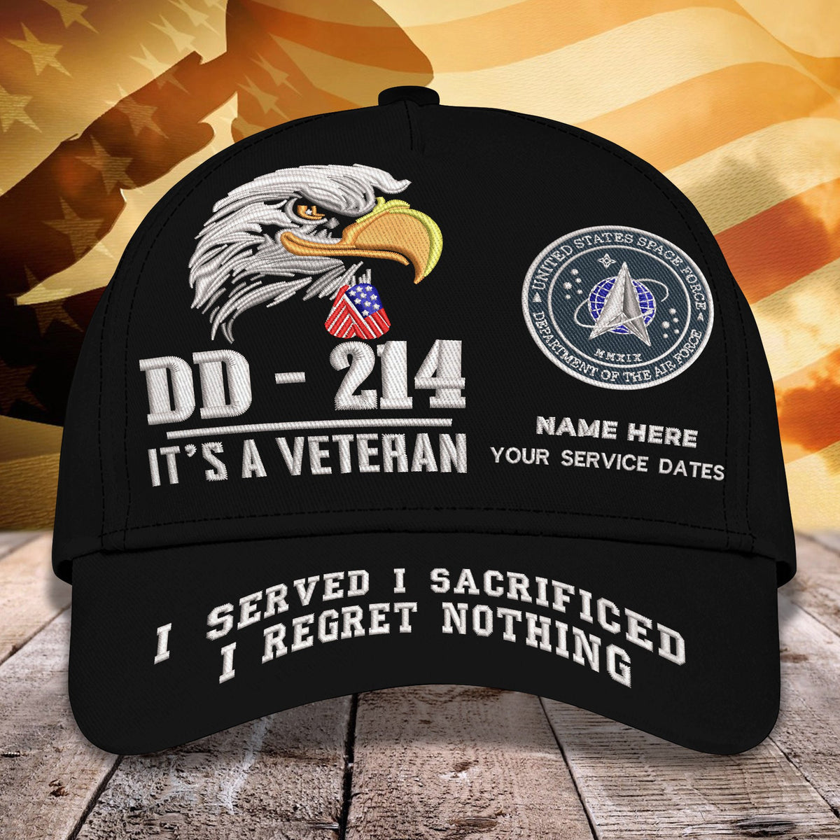Custom Embroidery Cap - DD - 214 I SERVED - I SACRIFICED - I REGRET NOTHING