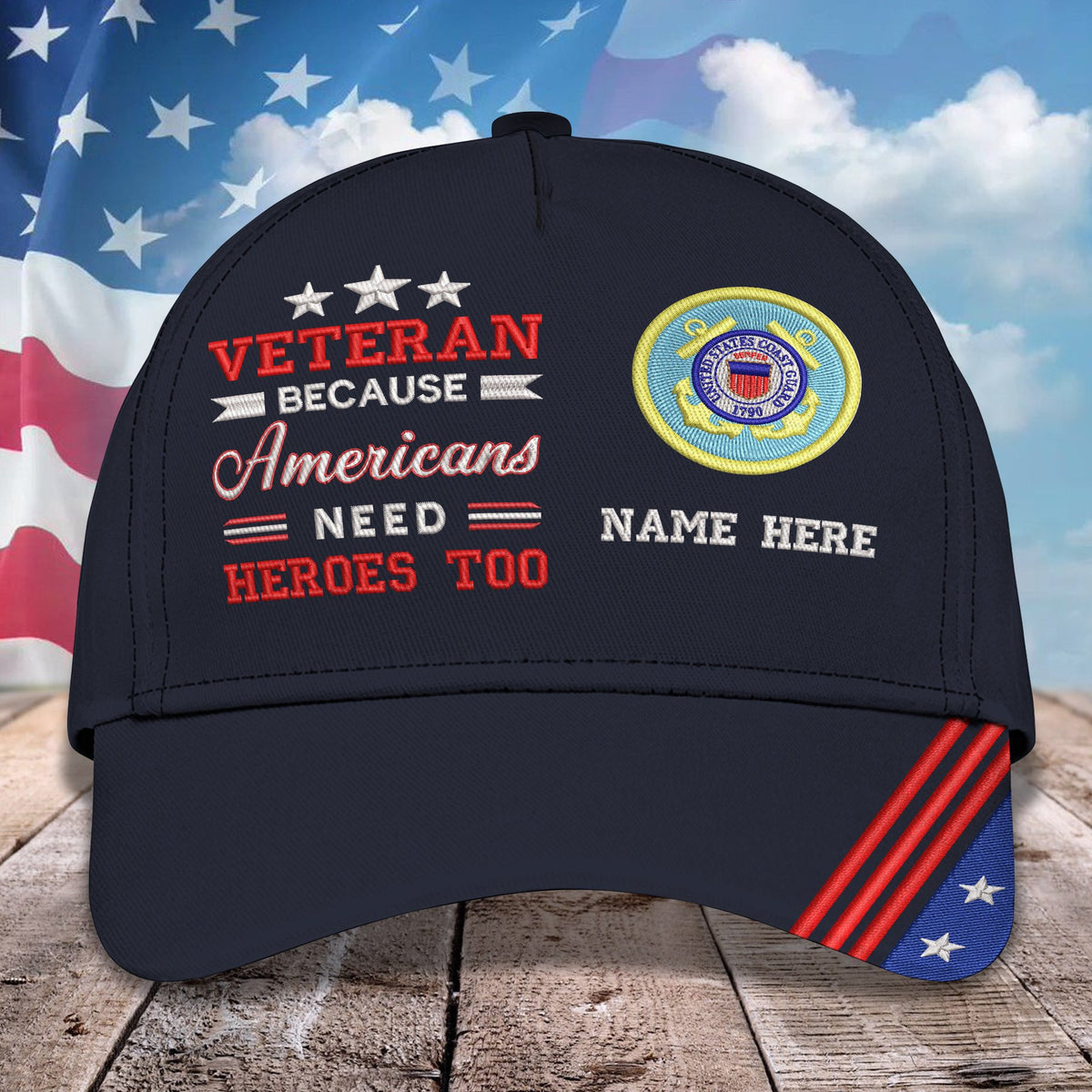 Custom Embroidery Cap - Veteran Because American Need Heroes Too