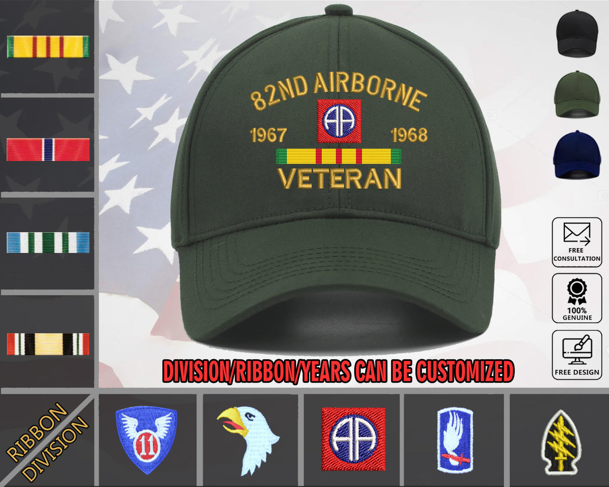 82nd Airborne Veteran Custom Embroidered Hat - Military Honor Cap