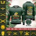 Personalized U.S. Branches Veteran Ugly Christmas Sweater - Custom Military Rank