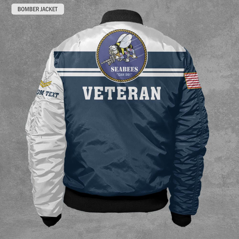 Customized Navy Seabees Veteran Shirts Bomber Jacket