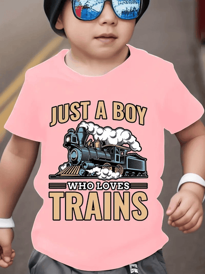Just A Boy Who Loves Train Printed T Shirt Train Gift Idea