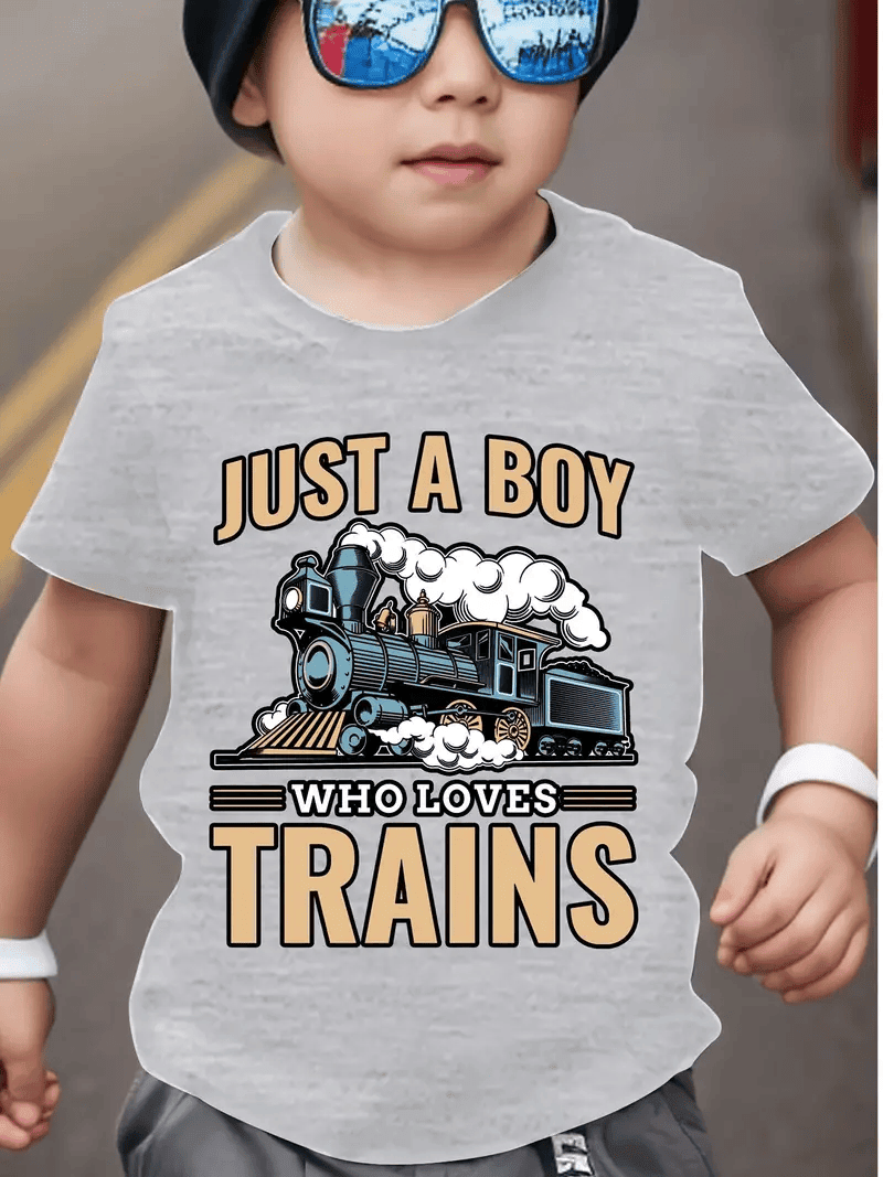 Just A Boy Who Loves Train Printed T Shirt Train Gift Idea