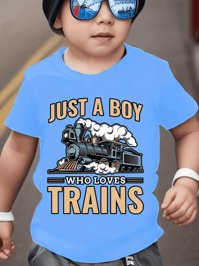 Just A Boy Who Loves Train Printed T Shirt Train Gift Idea