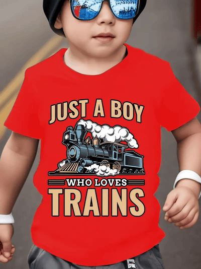 Just A Boy Who Loves Train Printed T Shirt Train Gift Idea