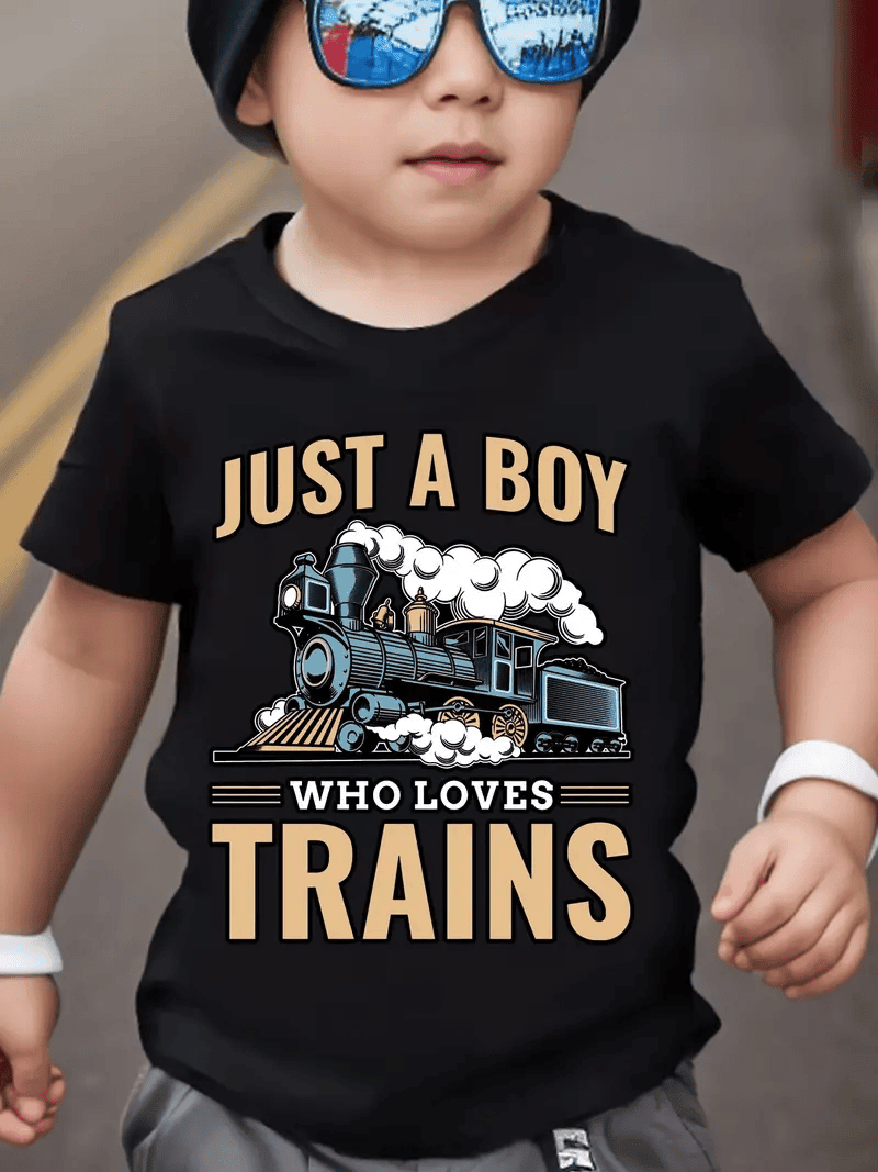 Just A Boy Who Loves Train Printed T Shirt Train Gift Idea