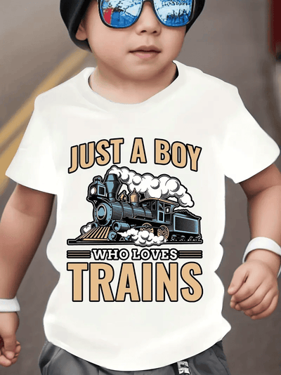 Just A Boy Who Loves Train Printed T Shirt Train Gift Idea