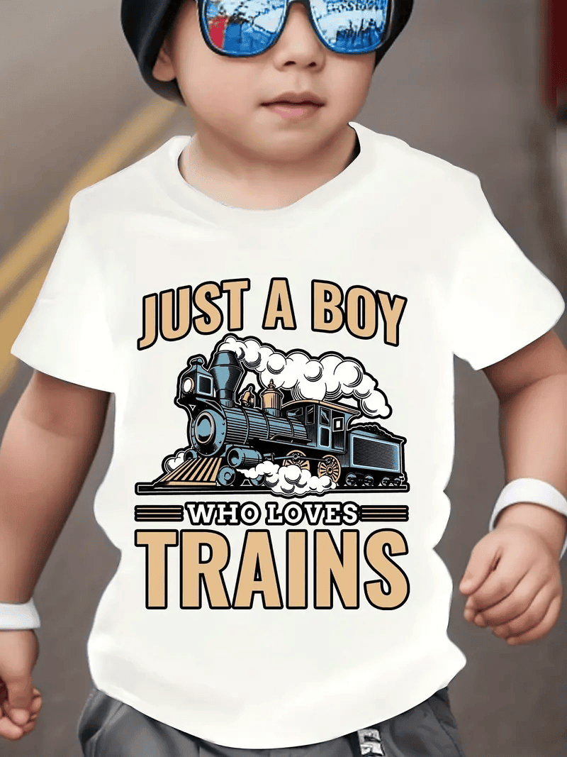 Just A Boy Who Loves Train Printed T Shirt Train Gift Idea