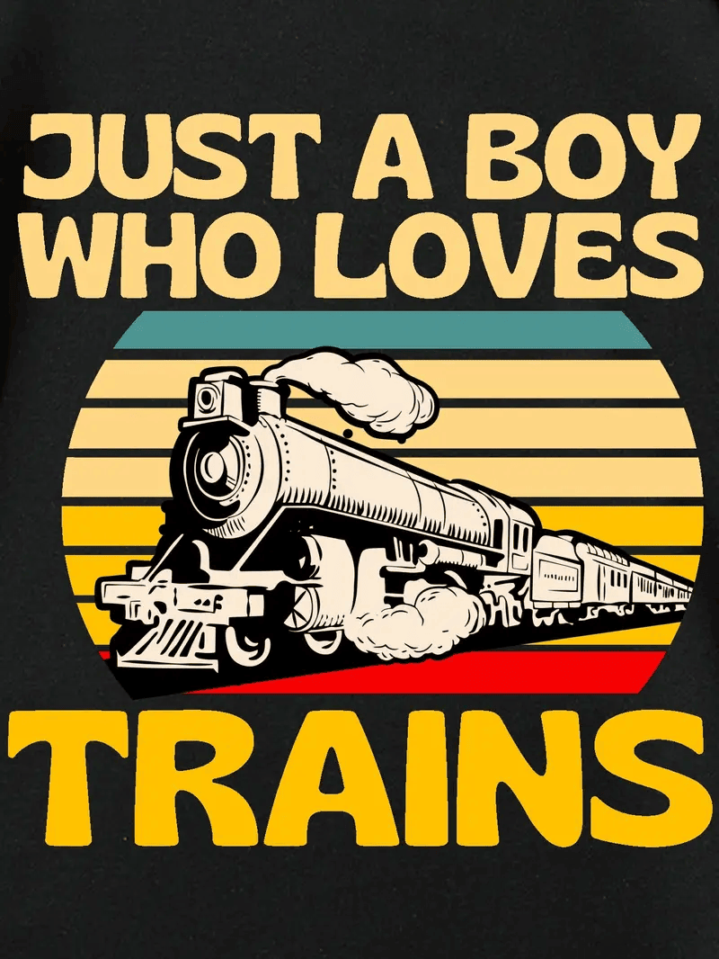 Just A Boy Who Loves Trains Vintage Style T Shirt, Gift For Train Lovers
