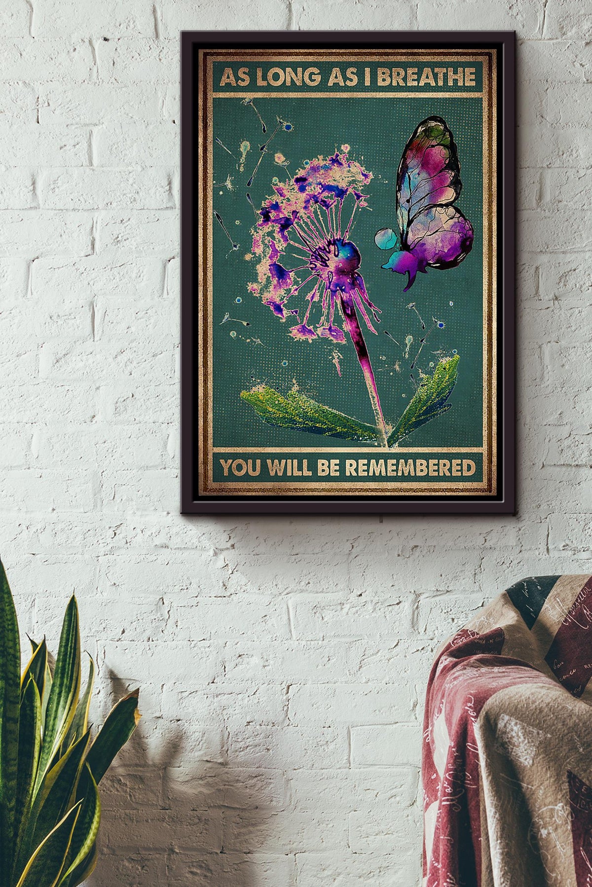 As Long As I Breathe You Will Be Remembered Memorial Wall Art For Home Decor Death Anniversary Framed Canvas Framed Prints, Canvas
