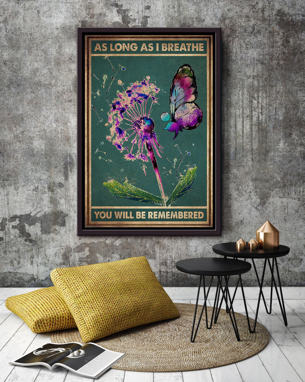 As Long As I Breathe You Will Be Remembered Memorial Wall Art For Home Decor Death Anniversary Framed Canvas Framed Prints, Canvas