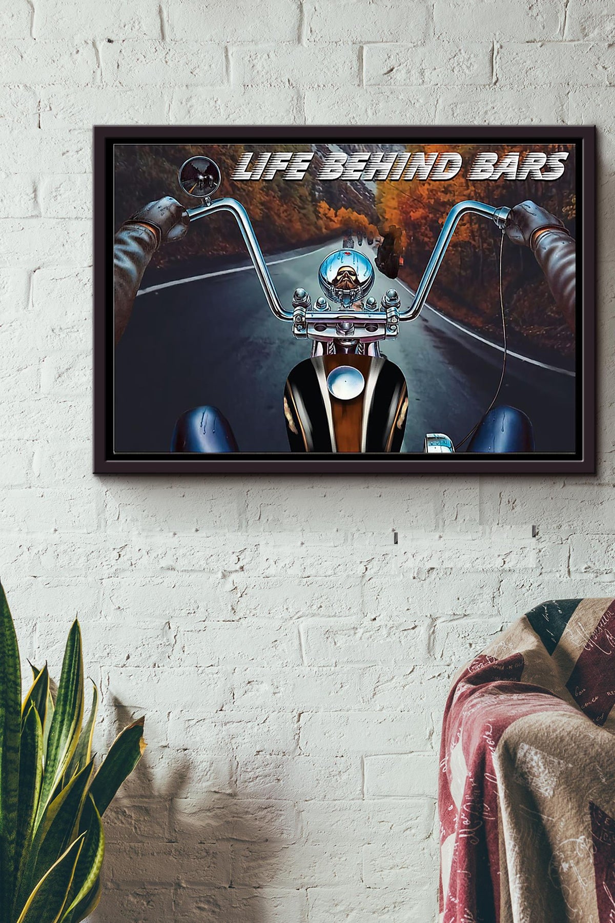 Chopper Life Behind The Bars Motorcycle Poster n Framed Matte Canvas