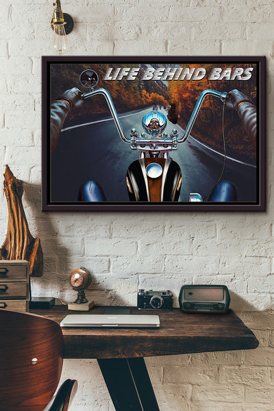 Chopper Life Behind The Bars Motorcycle Poster n Framed Matte Canvas