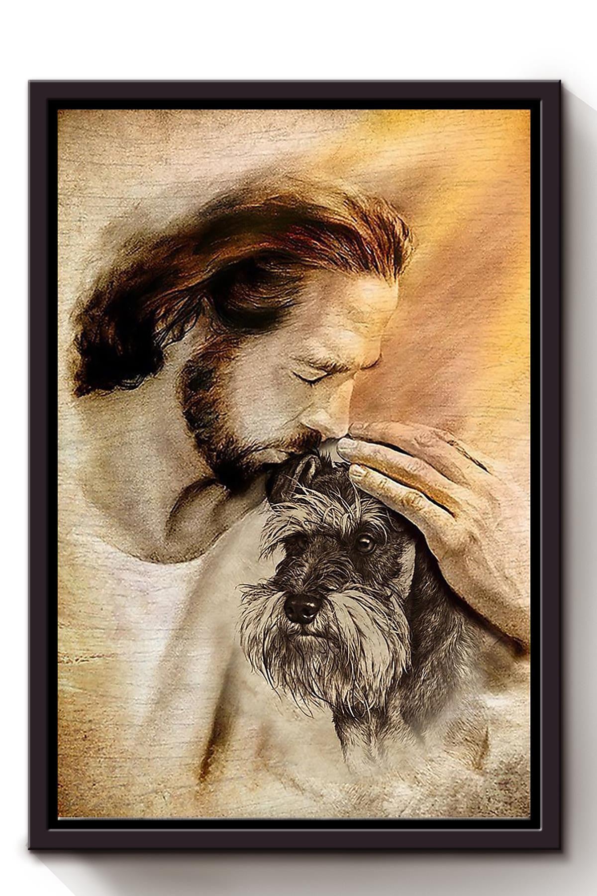 God With Dog God Wall Art Gift For Dog Lover Christian Framed Matte Canvas Framed Prints, Canvas