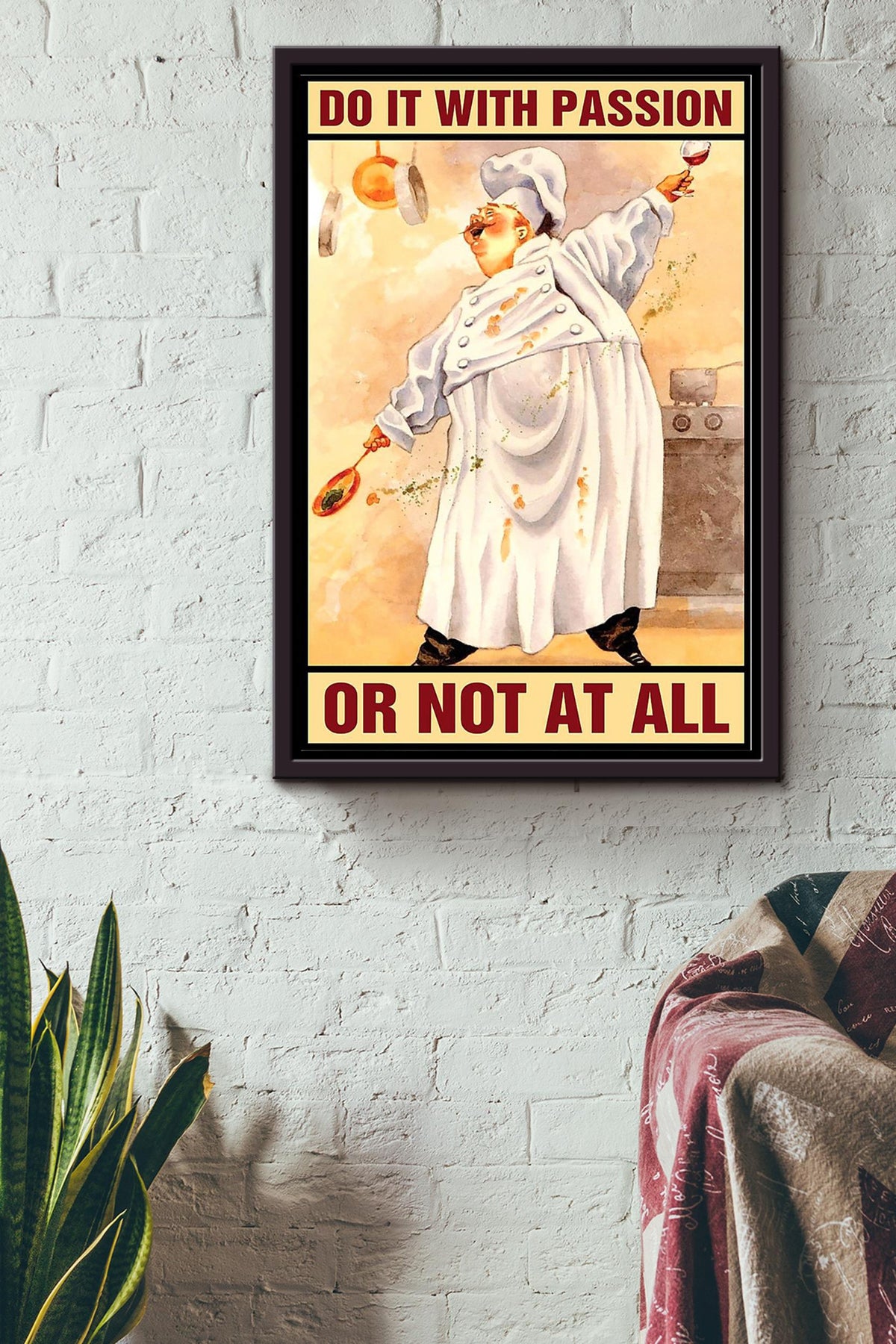 Do It With Passion Chef Motivation Wall Art Gift For Chef Kitchen Decor Framed Canvas Framed Prints, Canvas