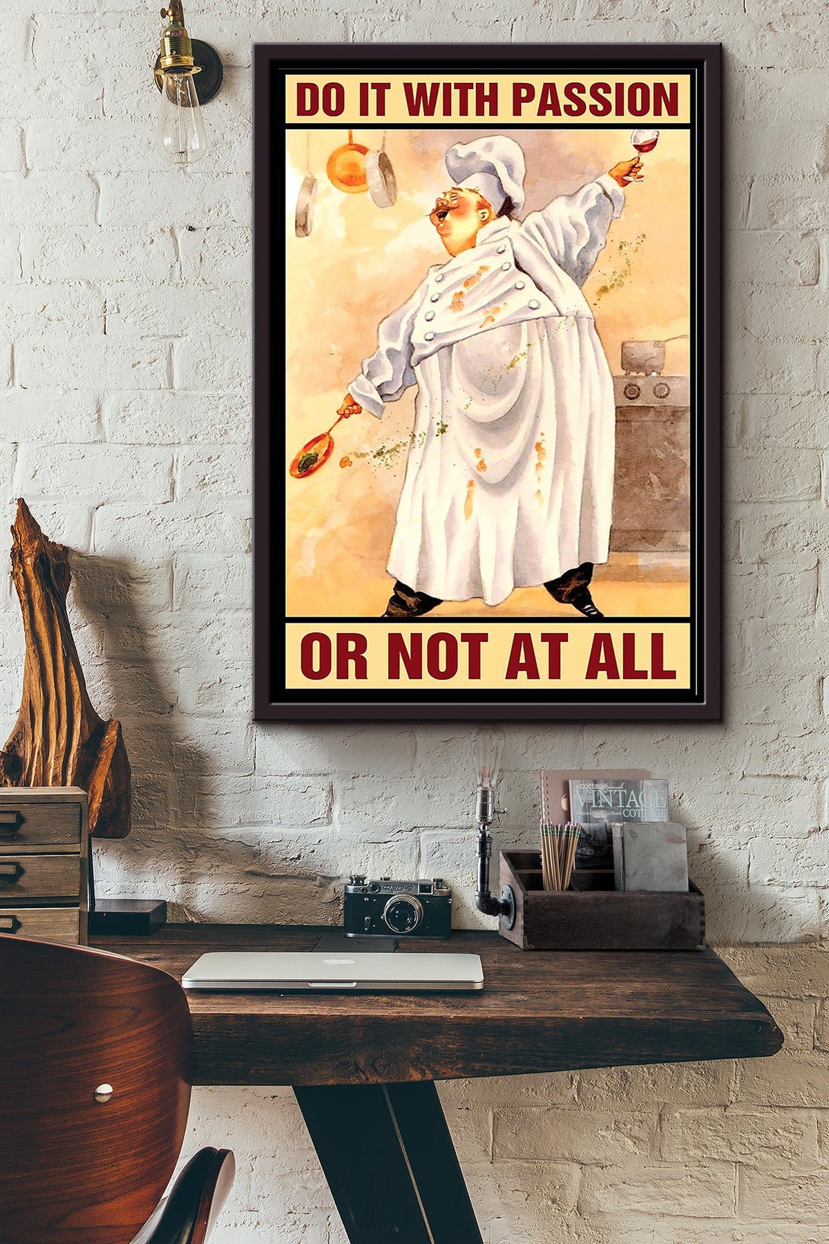 Do It With Passion Chef Motivation Wall Art Gift For Chef Kitchen Decor Framed Canvas Framed Prints, Canvas
