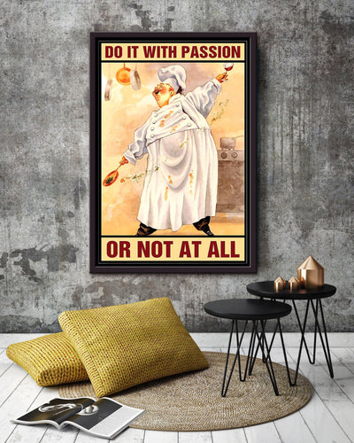 Do It With Passion Chef Motivation Wall Art Gift For Chef Kitchen Decor Framed Canvas Framed Prints, Canvas