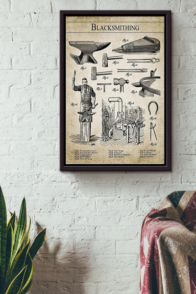 Blacksmith Inventions Poster Framed Matte Canvas