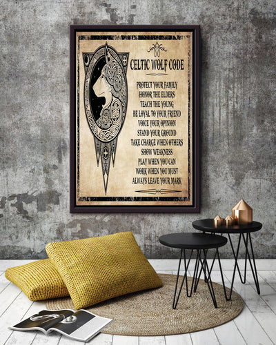 Celtic Wolf Code Motivation Quote Wall Art For Home Decor Housewarming Framed Canvas Framed Prints, Canvas