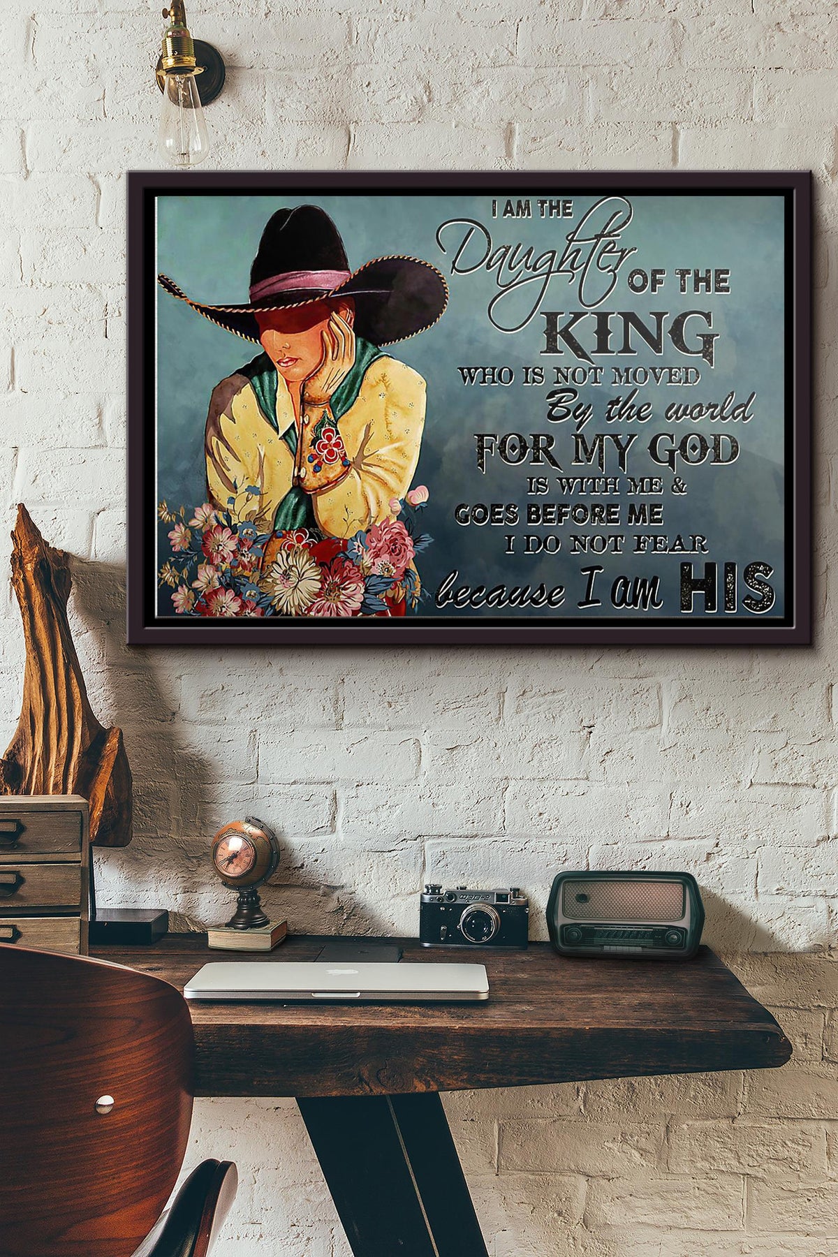 Cowgirl I Am The Daughter Of The King Poster n Framed Matte Canvas