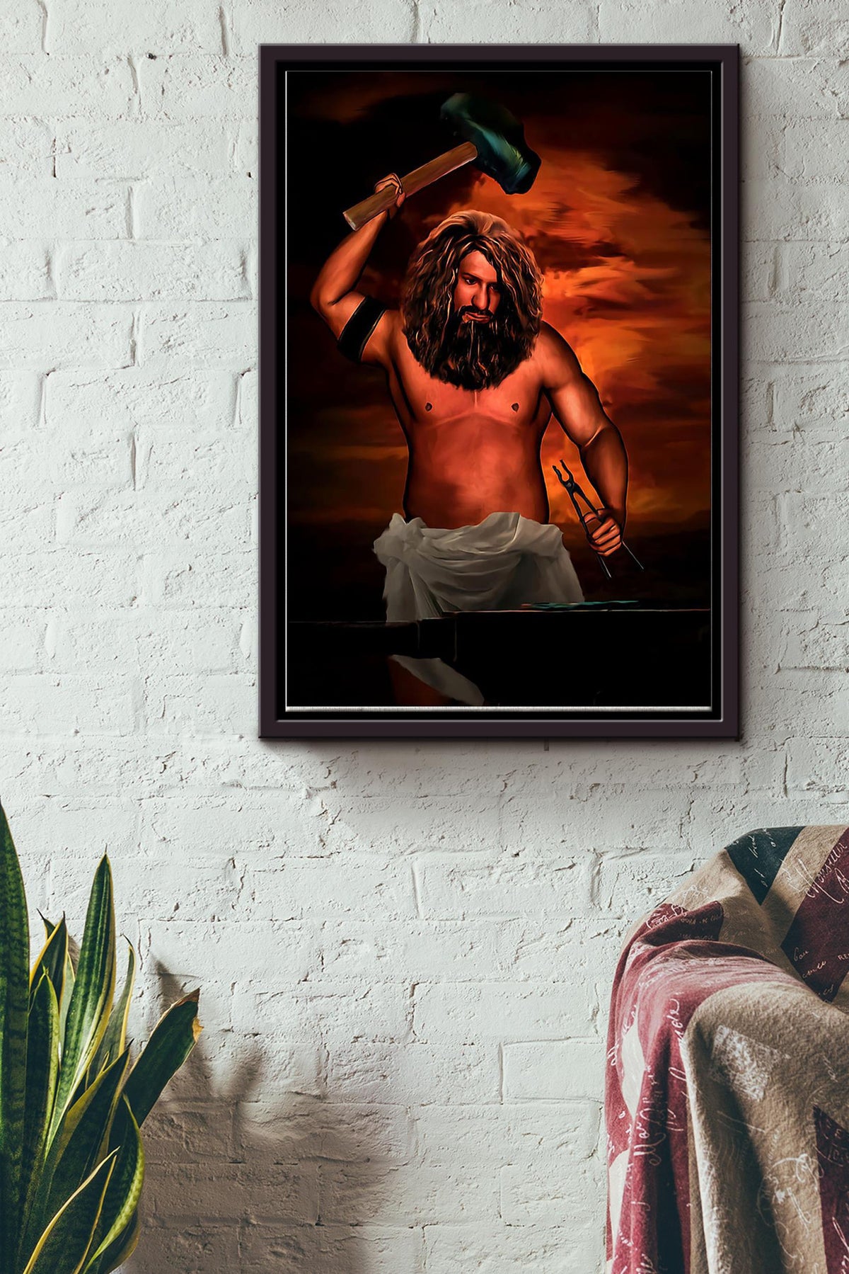 Blacksmith Man Poster Framed Matte Canvas