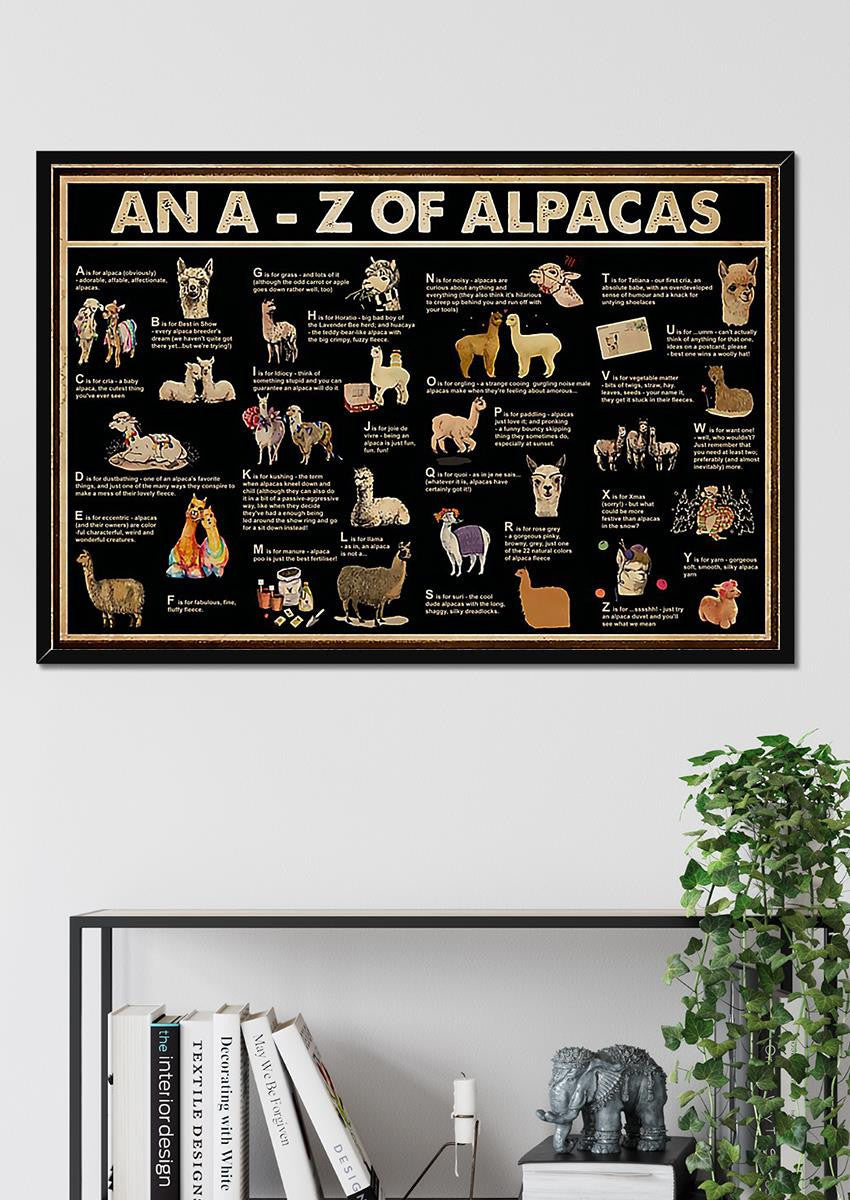 A To Z Of Alpacas Animal Knowledge For Homeschool Nusery Kids Bedroom Decor