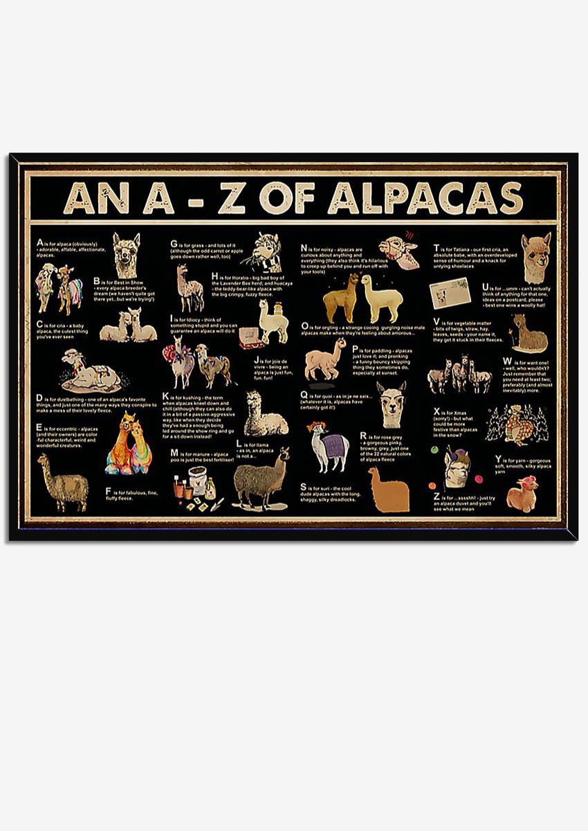 A To Z Of Alpacas Animal Knowledge For Homeschool Nusery Kids Bedroom Decor