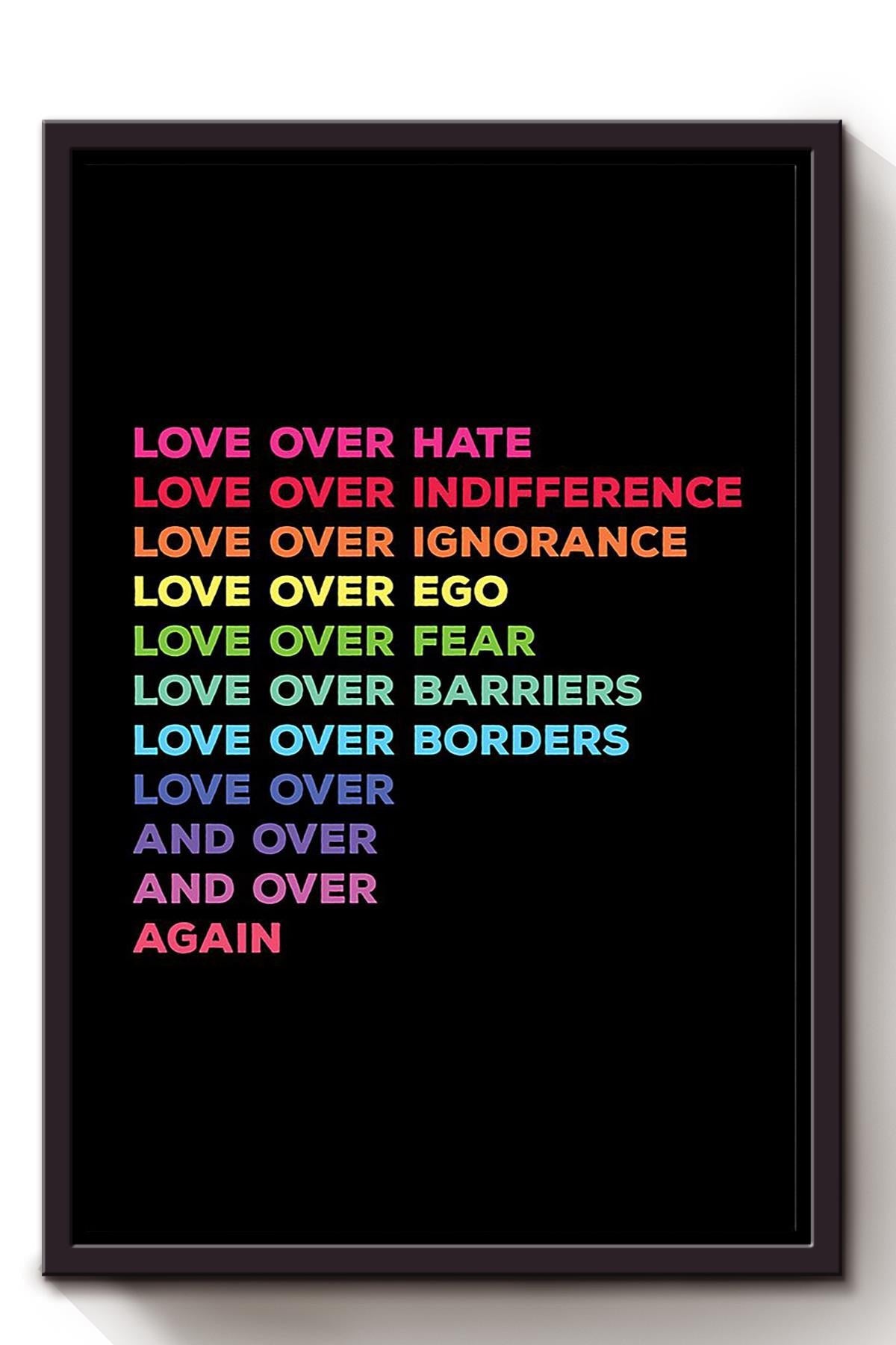 Love Over Everything Just Love Lovespoon Gift For All Gender Orientation Gender Identity Pride Month Framed Canvas