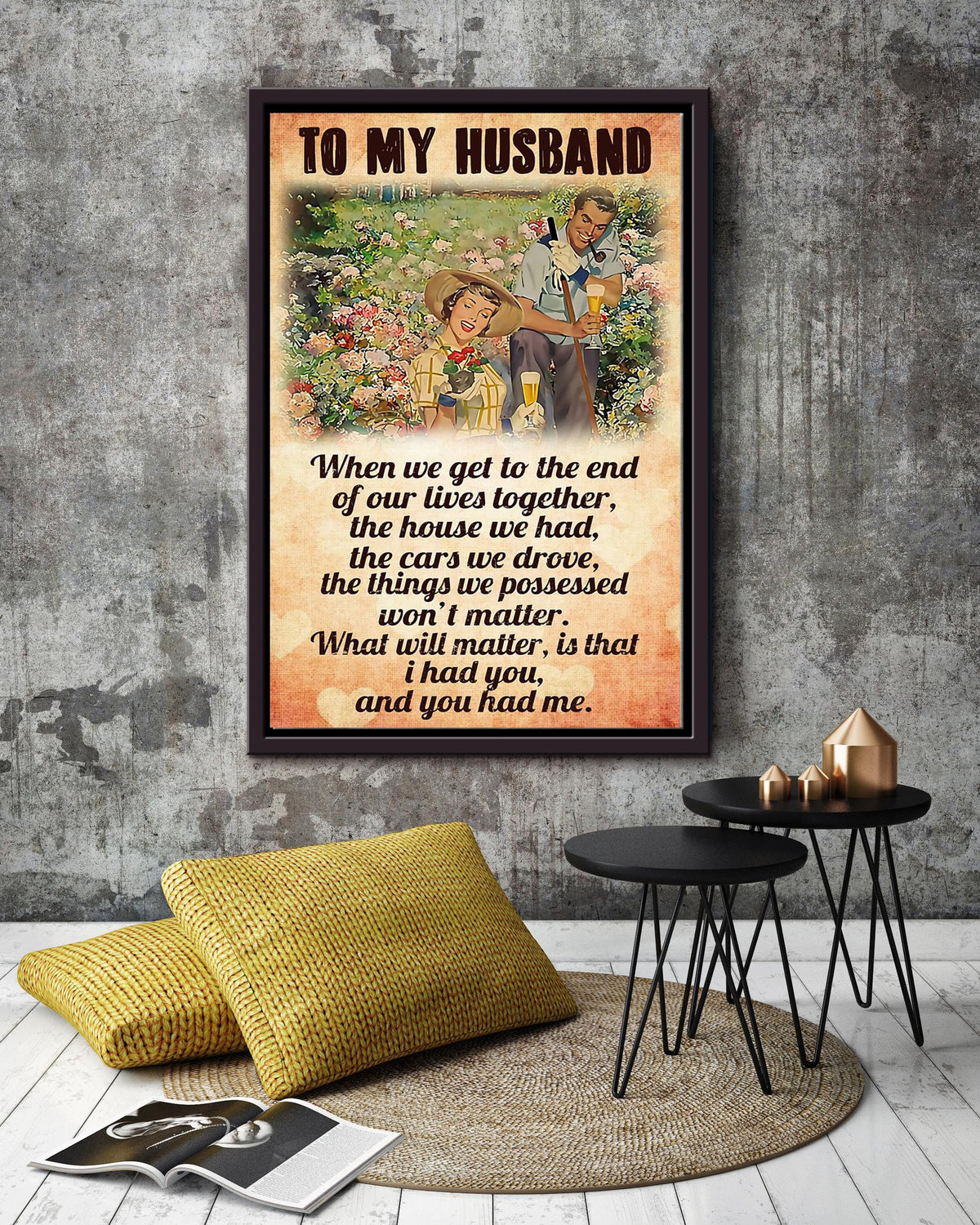 Loving Quote Wall Art From Gardener Wife To Husband Gift For Valentine Wedding Anniversary Framed Canvas Framed Prints, Canvas