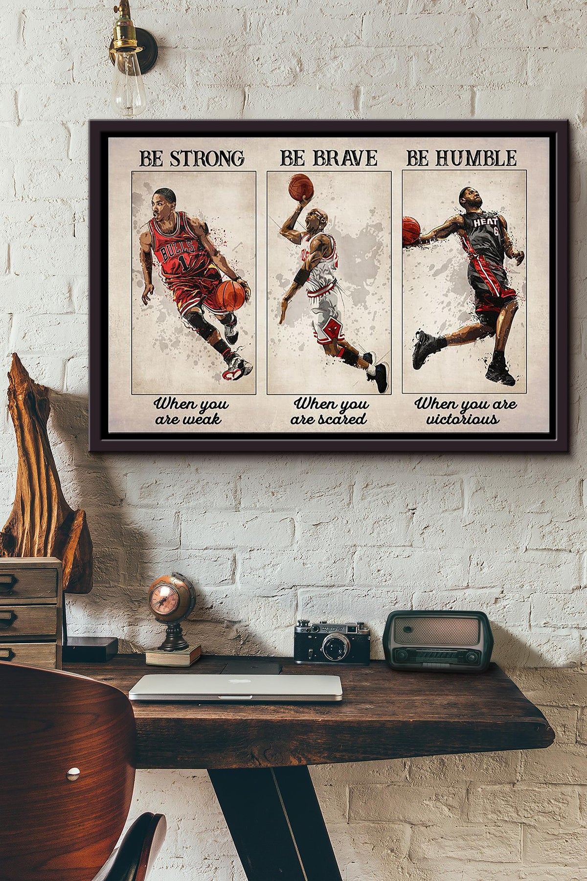 Be Strong Be Brave Be Humble Basketball Player Poster n Framed Matte Canvas