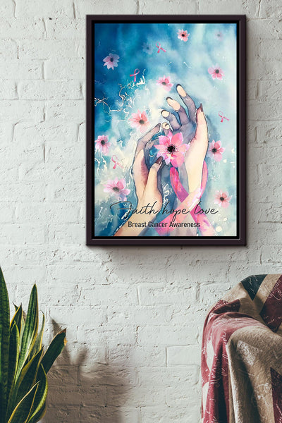 Faith Hope Love Floral Wall Art Gift For Florist Flower Shop Farmhouse Decor Housewarming Valentine Day Framed Canvas Framed Prints, Canvas