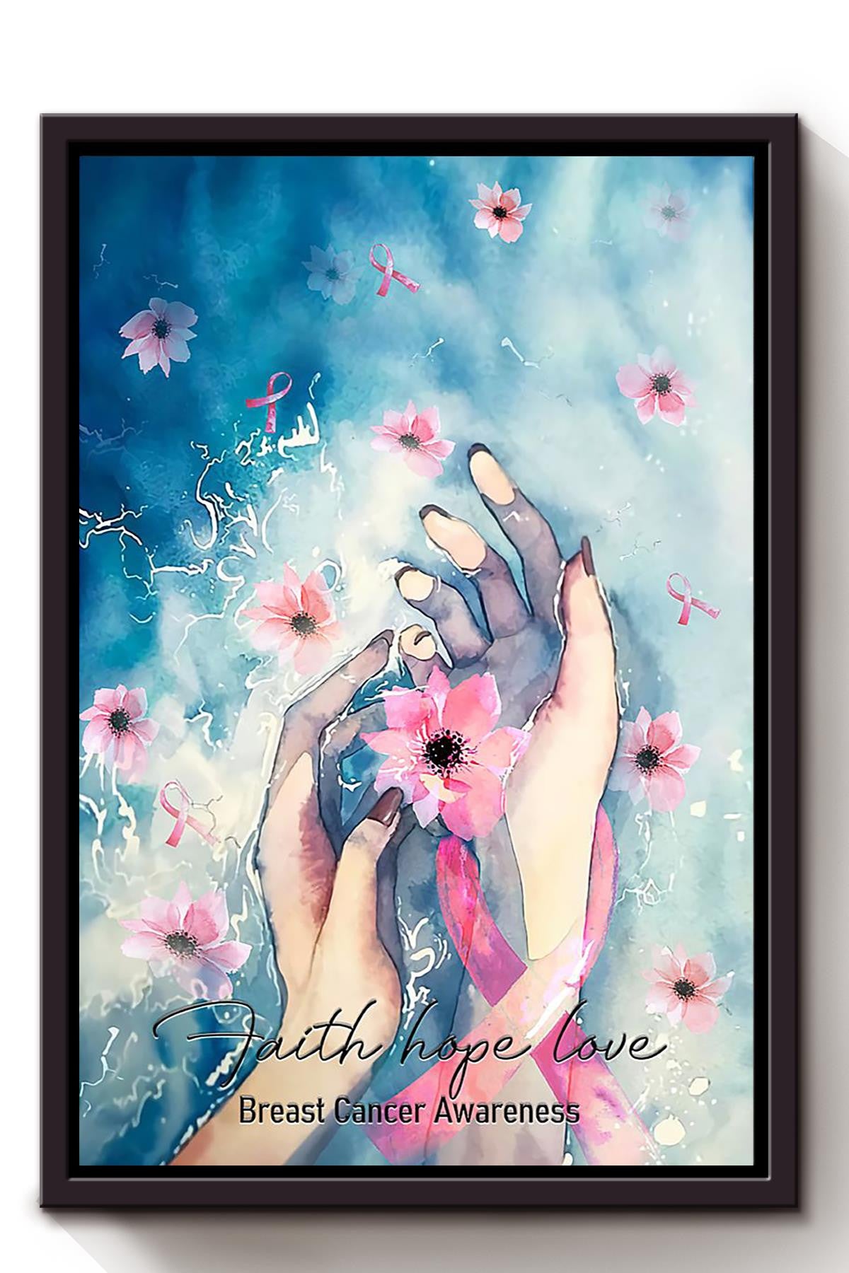 Faith Hope Love Floral Wall Art Gift For Florist Flower Shop Farmhouse Decor Housewarming Valentine Day Framed Canvas Framed Prints, Canvas