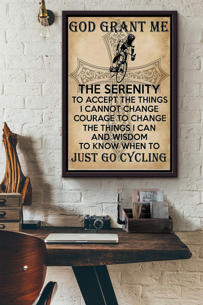 God Grant Me Just Go Cycling Poster Framed Matte Canvas