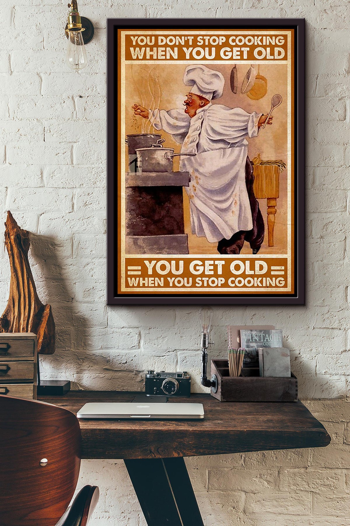 Chef Don't Stop Cooking Quote Gift For Chef Kitchen Decor Framed Canvas