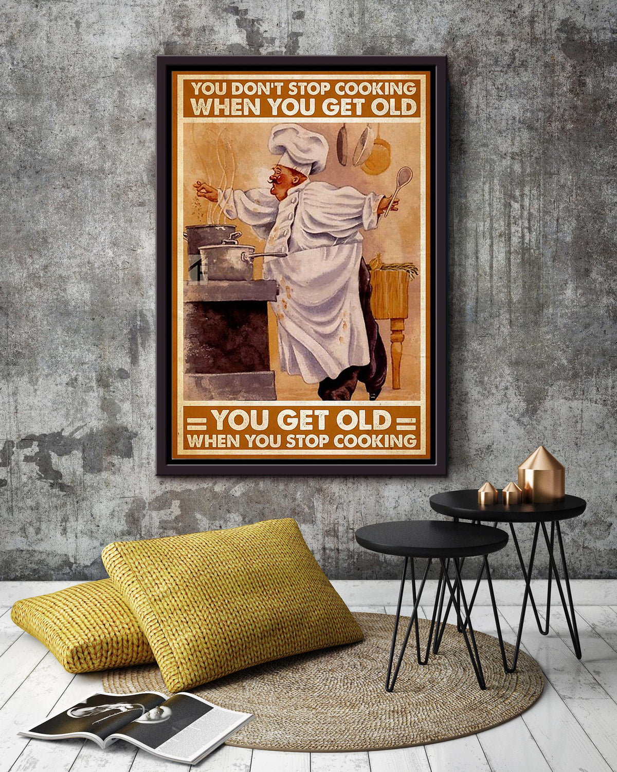 Chef Don't Stop Cooking Quote Gift For Chef Kitchen Decor Framed Canvas