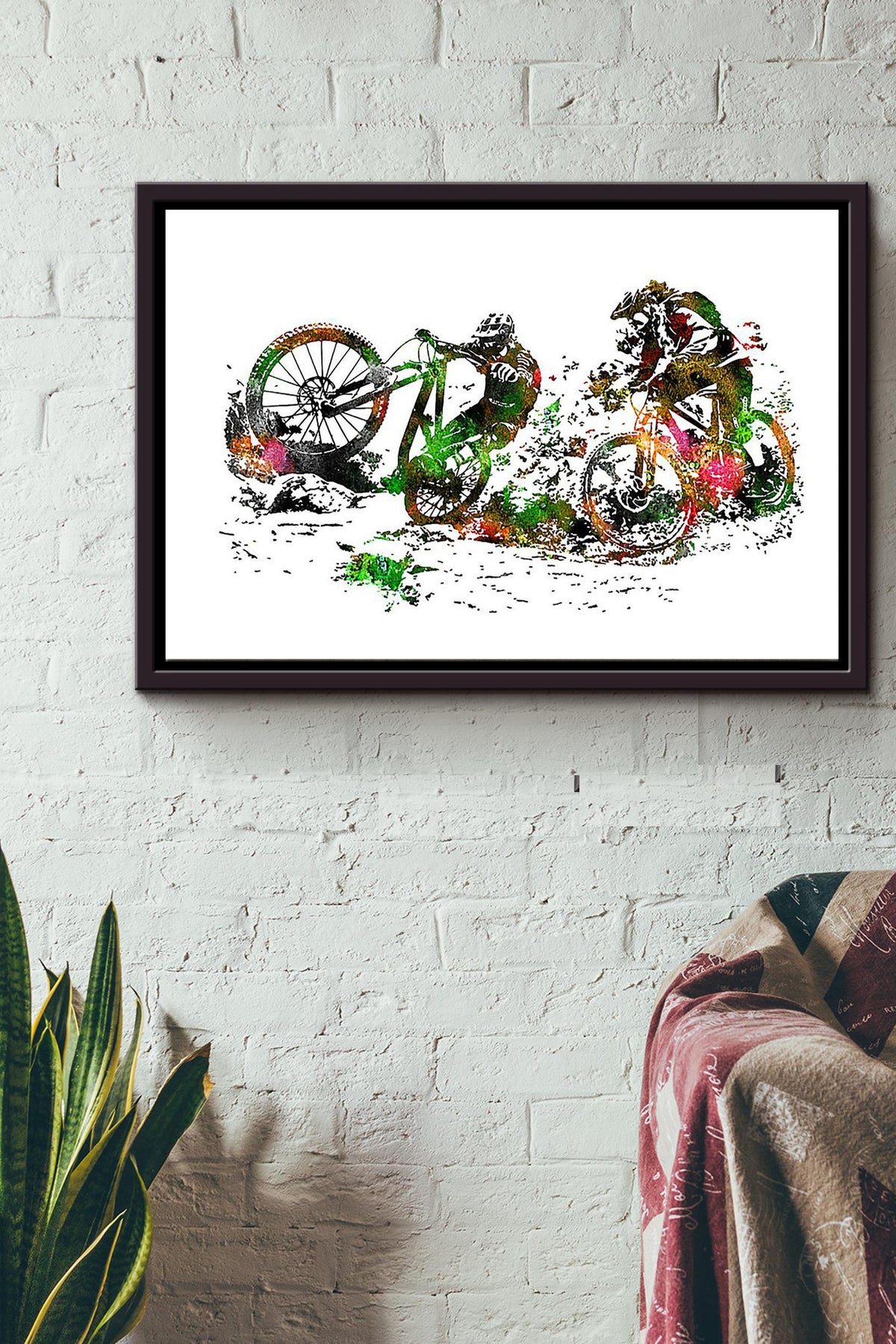 Cycling Mountain Biking Couple n Framed Matte Canvas