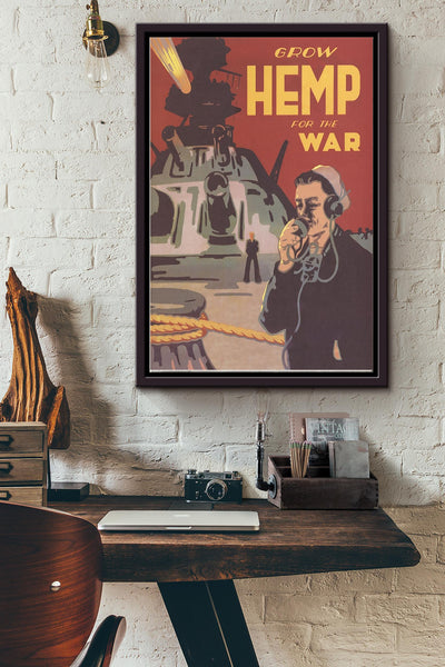 Grow Hemp For The War Vintage Poster Framed Matte Canvas