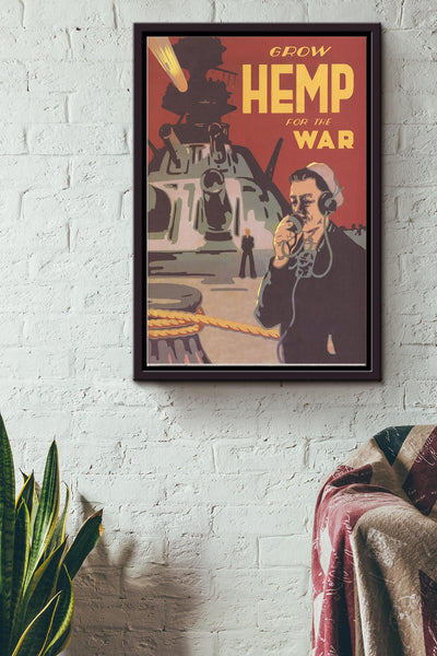 Grow Hemp For The War Vintage Poster Framed Matte Canvas