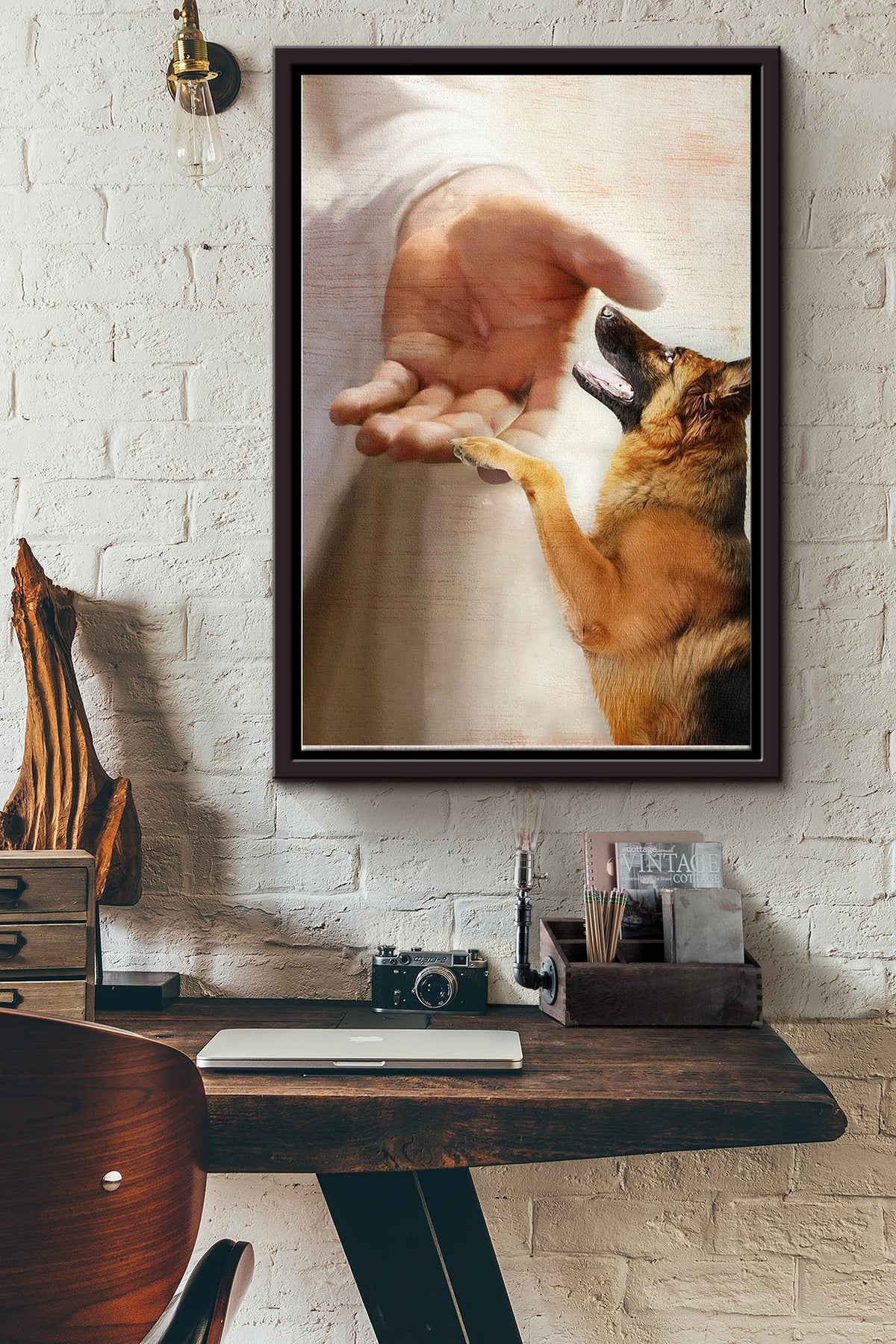 God Takes German Shepherd To The Heaven Poster Framed Matte Canvas