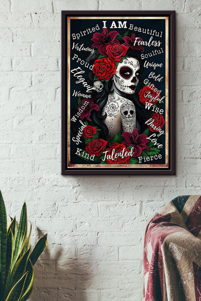 I Am Tattooed Girl Poster - Tattoo Art Wall Art - Gift For Tattoed Girl Henna Drawing Lover Tattoo Lover Framed Matte Canvas Framed Prints, Canvas