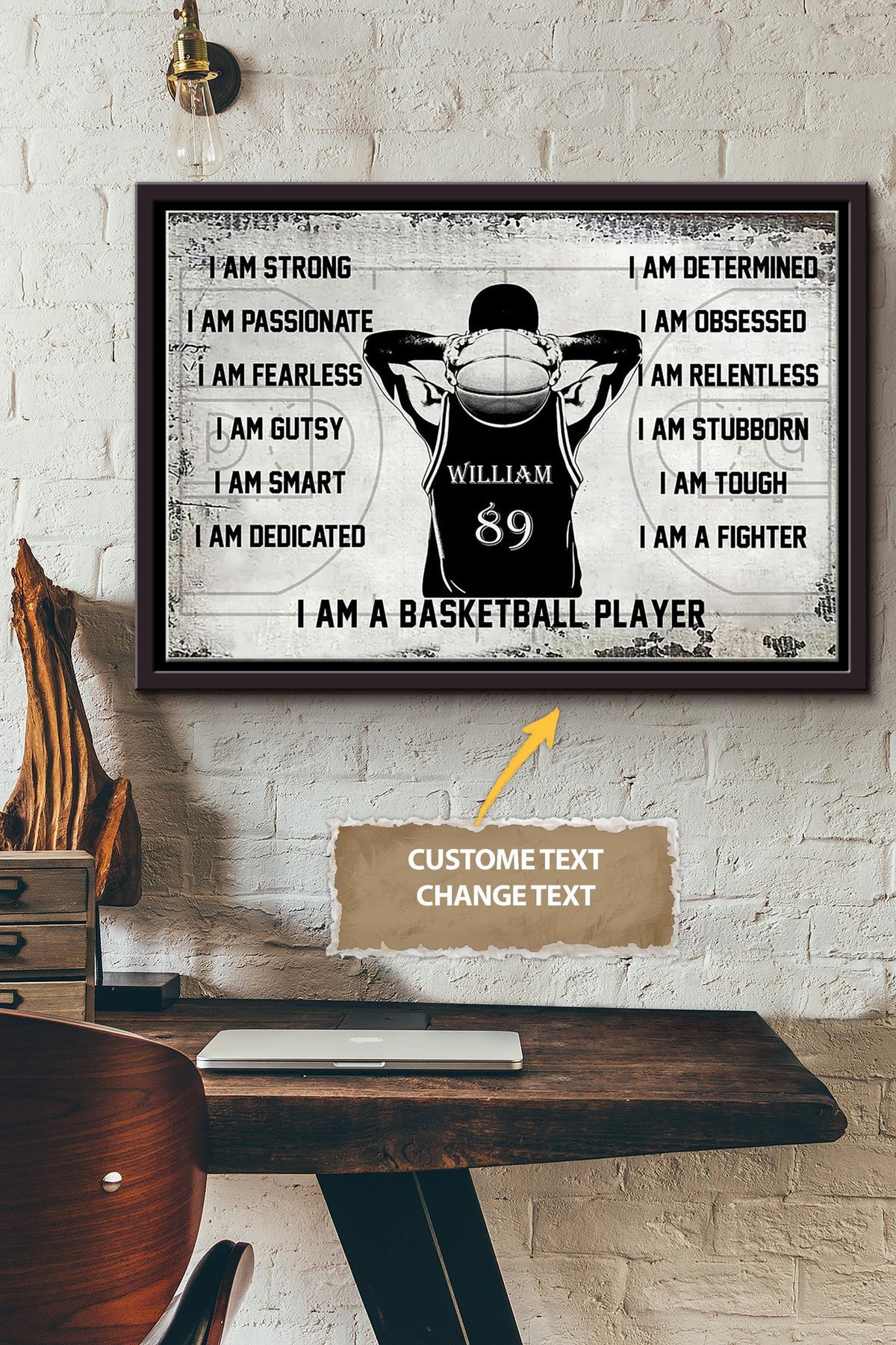I Am A Basketball Player Personalized Poster - Sport Wall Art - Gift For Basketball Club Basketball Lover Framed Matte Canvas Framed Prints, Canvas