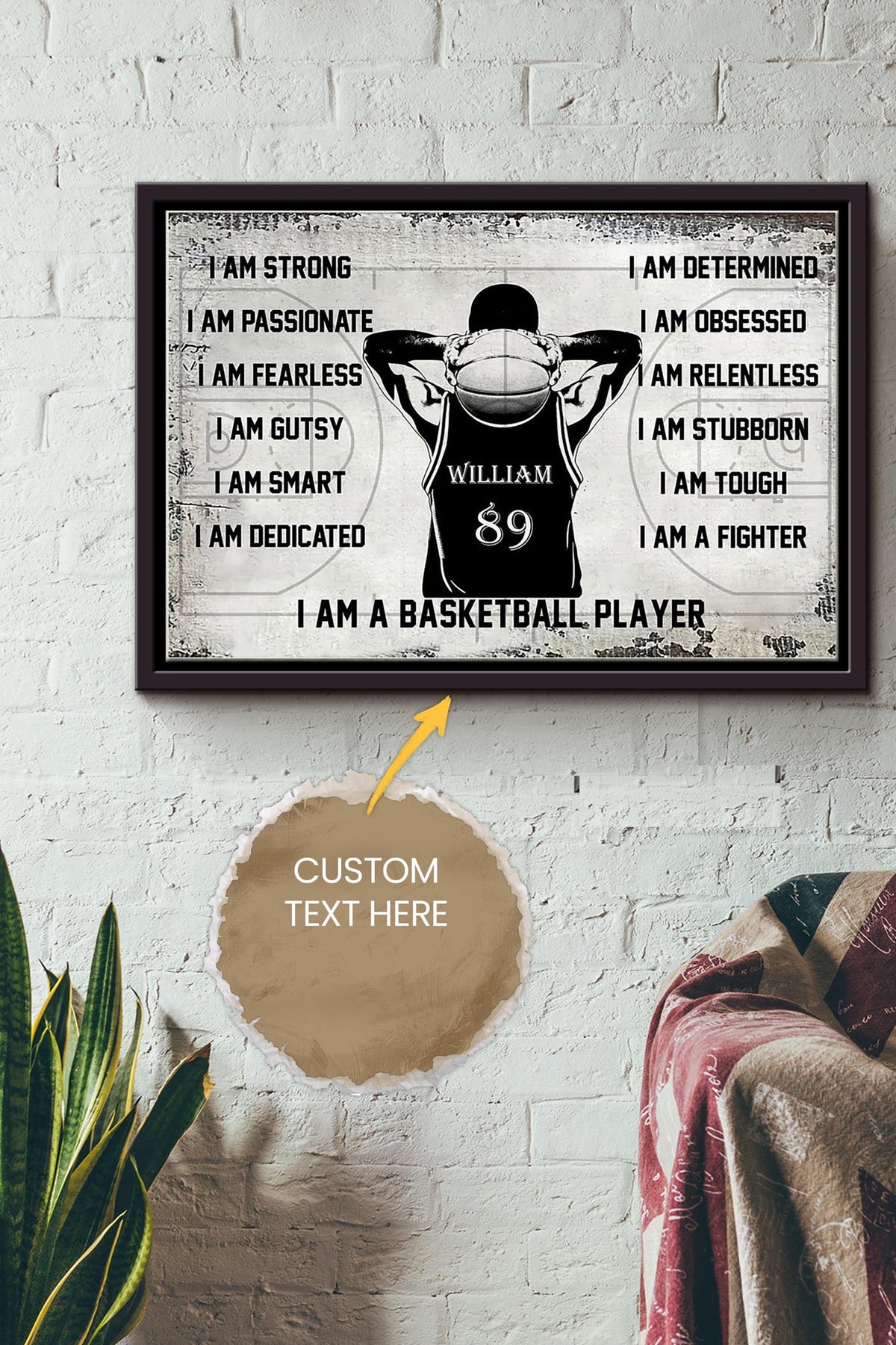 I Am A Basketball Player Personalized Poster - Sport Wall Art - Gift For Basketball Club Basketball Lover Framed Matte Canvas Framed Prints, Canvas