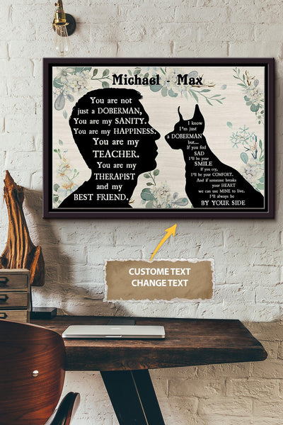 Doberman Pinscher Boy Therapist Best Friend Personalized Poster - Animal Wall Art - Gift For Dog Lover Dog Foster Puppy Fan Framed Matte Canvas Framed Prints, Canvas